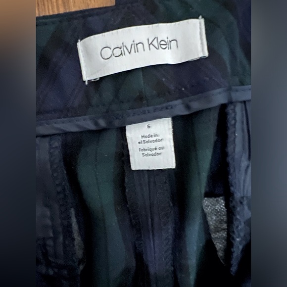 Calvin Klein Simmered Plaid Navy Blue/Hunter Green Pants Size 6 - Picture 5 of 8